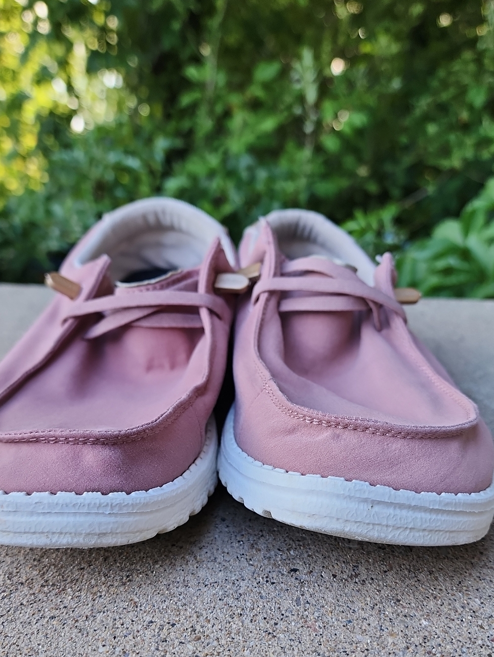 Womens Hey Dude Pink and Gold Slip-On Casual Sneakers - Picture 6 of 17